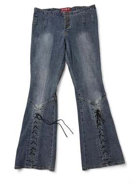 Vintage Zana Di Y2K Low Rise Lace Up Flare Leg Jeans